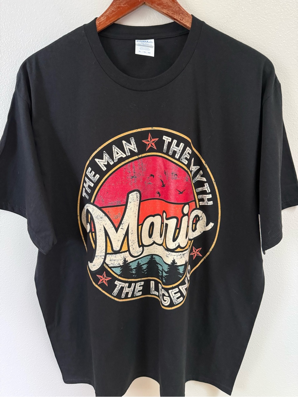 Mario Retro Sunset Graphic Tee - Black